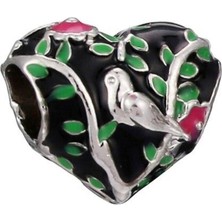 Kumi Bileklik Ve Kolye Için Çiçek Ve Kuşlar Gümüş Kaplama Charm