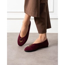 Emienza Pınko Süet Toka Detaylı Yuvarlak Burun Bayan Babet