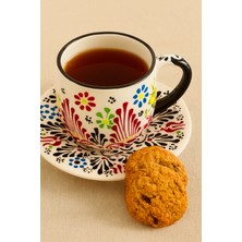 Mugusa Hediyelik El Yapımı Çini Seramik Kabartma Desenli 2' Li Çay Fincanı Seti