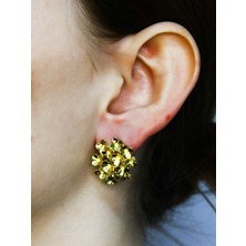 Esha Çiçek Modelli Altın Kaplama Kadın Çivili Küpe EUKU31