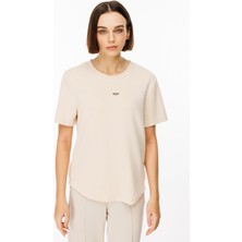 On Fashion Göğsü Tek Çizgi Sıfır Yaka Kısa Kol Bluz