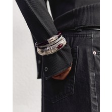 Moderncevher Antik Dokulu Bordo Detaylı 3’lü Kombin Bileklik Seti