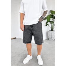 Dokulu Gri Basic Premium Baggy Kot Şort