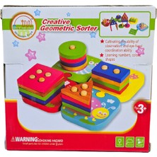Direkstoktan Ahşap Oyuncak Geometrik Şekil  Eşleştirme ve Dizme Oyuncağı / Creative Geometric Sorter