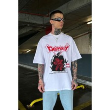 Beyaz Destroy Oversize Tişört