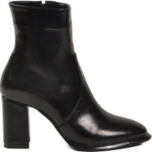 Ventes Siyah Kırışık Polarlı Fermuarlı Kadın Topuklu Bot