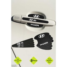 Kocamın Tasarımı Dekoratif Hyundai I20 Karbon Kapı Kolu Koruma Seti – Şık Beyaz Yazılı 8 Parça Koruyucu Folyo