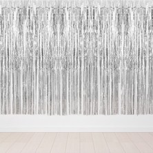 Deniz Party Store Metalize Arka Fon Perde Gümüş Renk 90 cm * 200 cm ( Iki Tarafı Renklidir )