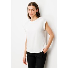 On Fashion Bluz Sıfır Yaka Kolları Taşlı