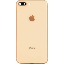 Genos Iphone 8 Plus Uyumlu Arka Cam Kapak Gold (Altın Renk) Kamera Camlı