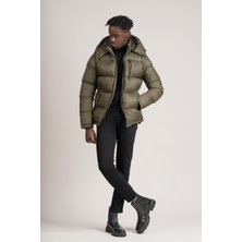 FBI Slimfit Dik Yaka Çıkartılabilir Kapşonlu Astarlı Şişme Mont