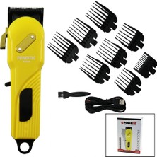 Calperia Saç - Sakal Kesme Traş Makinesi  Sarı - Siyah Gövde - USB Şarjlı Göstergeli - Tarak Ayar Mandallı PRO-TR-3000 (5047)