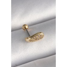 Ayder Timya 316L Çelik Gold Renk Zirkon Taşlı Kanat Tragus Piercing - TJ-PR1268 TG/Tmya1395 218501