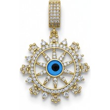 Luxevibe Accessories Çelik Gold Renk Suya Dayanıklı Zarif Nazar Boncuğu Saçaklı Yıldız Zirkon Taşlı Kolye Ucu Ajda Charm
