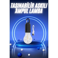 HERŞEYBURDAMODA Taşınabilir Şarjlı LED Ampul Askılı Lamba Kamp Bahçe Lambası