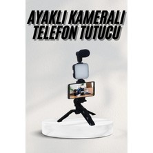 Epilons Telefon Tutucu Led Işıklı Kumandalı Mikrofon Telefon Vlog Video Kayıt
