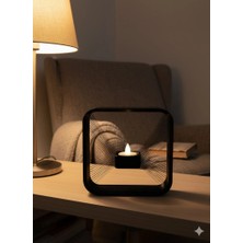 HERŞEYBURDAMODA Kare Askılı Mumluk Duvara Asılan Şık Dekoratif Mumluk 16×16 cm