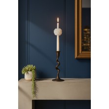 Equinox Mum (Sadece Mum) Beyaz 1 Adet Ortası Şakayık Motifli Lavanta Esanslı Kokulu Şamdan Mum-Hediyelik-Dekoratif