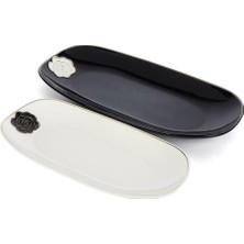 Mikasa Moor Rosaria Siyah Beyaz 2li Oval Tabak 13X26CM-35X15CM
