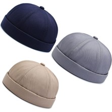 Aida Jewelss 3 Lü Set %100 Pamuk Cap Ayarlanabilir Docker Şapka Yazlık Takke Şapka Retro Şapka Takke Şapka