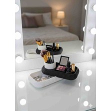 Minelly | Makyaj ve Takı Düzenleyici - Çift Katmanlı Vanity Organizer (Siyah & Beyaz)