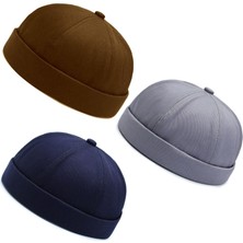 Aida Jewelss 3 Lü Set %100 Pamuk Cap Ayarlanabilir Docker Şapka Yazlık Takke Şapka Retro Şapka Takke Şapka