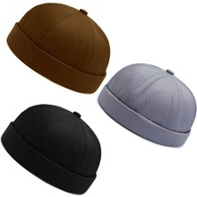 Aida Jewelss 3 Lü Set %100 Pamuk Cap Ayarlanabilir Docker Şapka Yazlık Takke Şapka Retro Şapka Takke Şapka