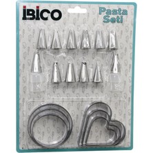 Calperia 20PCS Pasta Süsleme Uç Seti= 12-Metal Kurabiye Kalıp Metal=3-Kalp - 3-Yuvarlak 2-Uç Tutucu Pls.adaptör (5047)