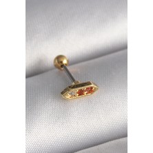Ayder Timya 316L Çelik Gold Renk Turuncu Zirkon Taşlı Tragus Piercing - TJ-PR1284 TG/Tmya1395 218516