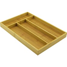 Calperia 4 Bölmeli  Ahşap Bambu Kaşıklık  22.5 x 33.5cm (5047)
