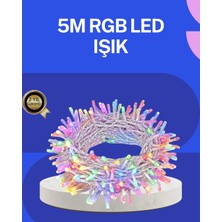 HERŞEYBURDAMODA 5 Metre Şeffaf Kablo LED Peri Işığı 50 Ampullü Dekoratif LED