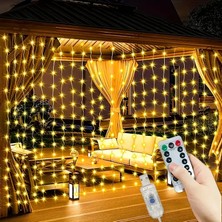 Calperia 300 Ledli 10 Sarkıt Perde LED Işık-8 Fonksiyon, Uzaktan Kumandalı, 3x3 Metre (5047)