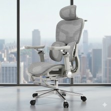 ErgoMekan X300 Ergo Fileli Ofis ve Çalışma Sandalyesi Ayak Uzatmalı Gri