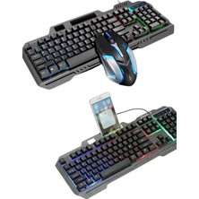 HERŞEYBURDAMODA Rgb Işıklı Klavye Q Klavye Mouse Hediyeli