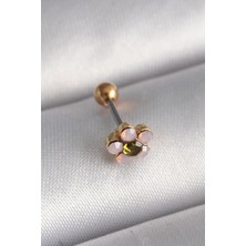Ayder Timya 316L Çelik Gold Renk Zirkon Taşlı Çiçek Tragus Piercing - TJ-PR1276 TG/Tmya1395 218509