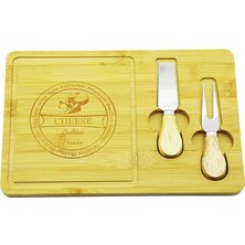 Calperia Bıçak Sağ 19X29CM -1.5cm Ahşap Bambu Kahvaltı Peynir Sunum Tabak 2peynir Bıçak=ahşap Saplı (5047)