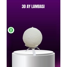 HERŞEYBURDAMODA Şarjlı 3D Baskılı 16 Renk Ay Lambası Stand