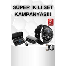 HERŞEYBURDAMODA Kablosuz Bluetooth Kulaklık ve Kordon Hediyeli Akıllı Saat Nabız Ölçer Uzun Pil Ömrü