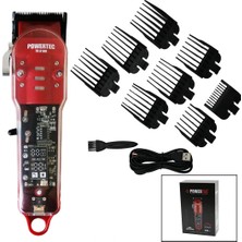 Calperia Saç - Sakal Kesme Traş Makinesi  Şeffaf Ana Kartlı Gövde - USB Şarjlı Göstergeli - Tarak Ayar Mandallı TR-3100 (5047)