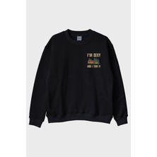Nuugg I'm Sexy And I Tow It Karavan Baskılı Siyah Bisiklet Yaka Sweatshirt