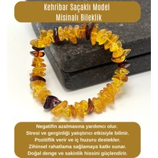 Yıldız Doğal Taş Sertifikalı Damla Kehribar Saçaklı Model Misinalı Bileklik