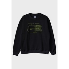Nuugg Curved Space-Time Baskılı Solucan Deliği Siyah Bisiklet Yaka Sweatshirt