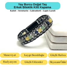 Yıldız Doğal Taş Sertifikalı Yay Burcu Disk Model Doğal Taş Erkek Bileklik Mıknatıslı Kilit