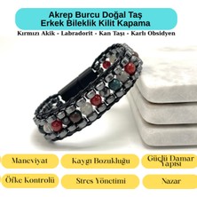 Yıldız Doğal Taş Sertifikalı Akrep Burcu Disk Model Doğal Taş Erkek Bileklik Mıknatıslı Kilit