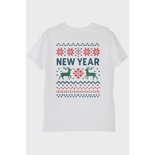 Nuugg Yeni Yıl Motifli Beyaz Tişört