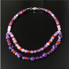 Asteria Elite Ametist Kehribar Iki Sıralı Koruması ve Pozitif Enerji Kolyesi