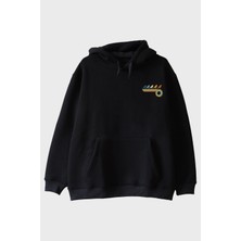 Lofux Retro Kuşlar Siyah Hoodie