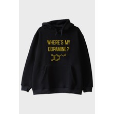 Nuugg Where's My Dopamine Baskılı Bilim Temalı Siyah Hoodie