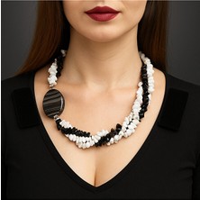 Asteria Elite Akik Havlit Kırık Taşlı 3 Sıralı Nazardan Koruyan ve Denge Huzur Kolyesi