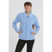 Yorsstyle Peluşlu 3 Iplikli Mavi Renk Teknik Kadın Ceket